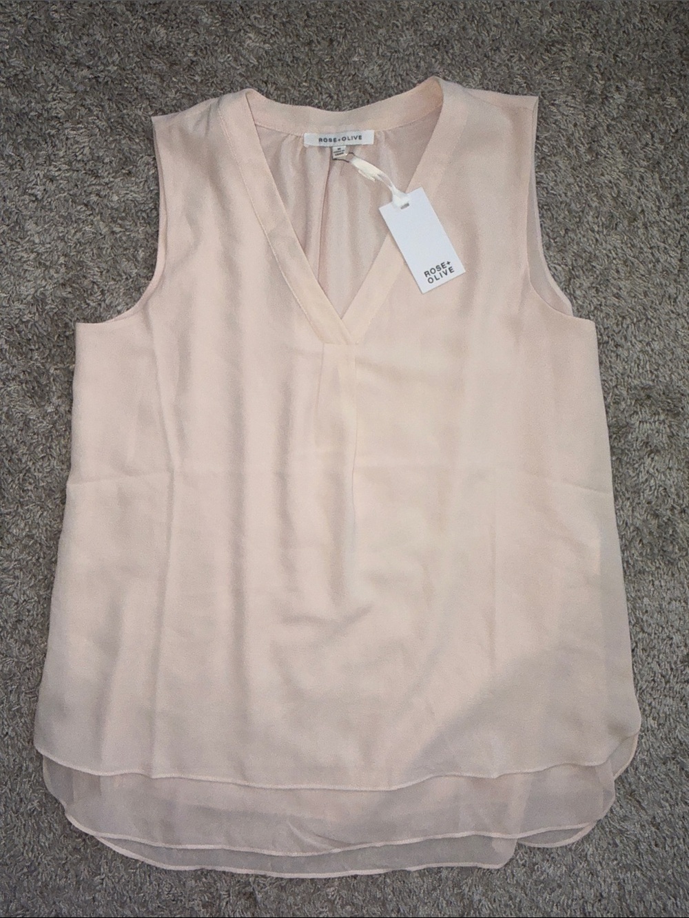 Rose & Olive Layered V-Neck Chiffon Camisole in Blush pink